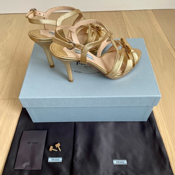Prada Gold Heels - Picture 1 of 5